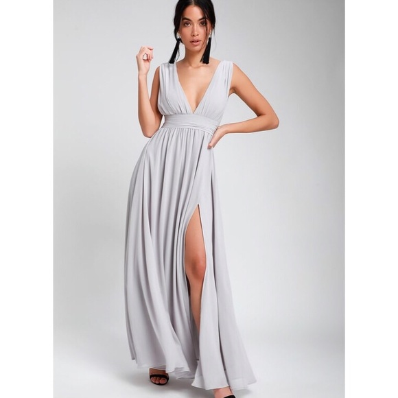 Lulus Dresses & Skirts - Lulu’s Heavenly Hues light grey flowy maxi dress Size Medium